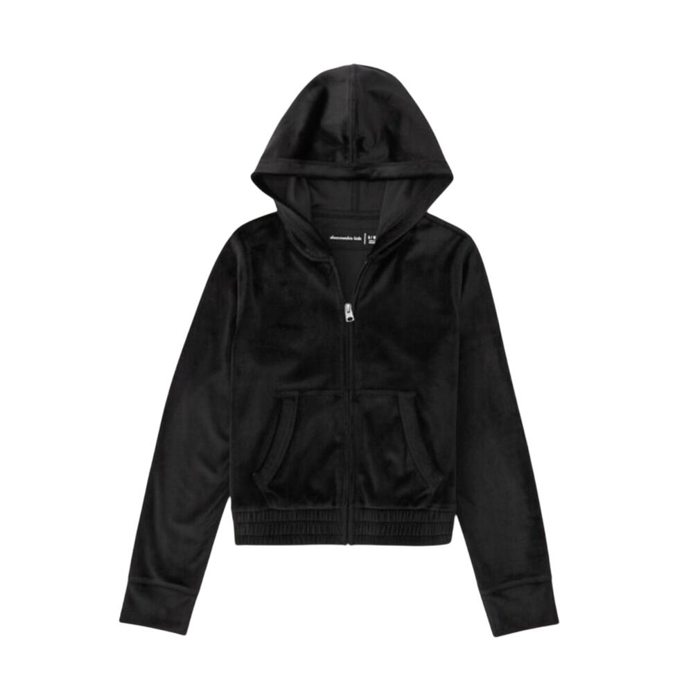 A&F Girls Black Velour Hoodie, abercrombie kids. Size 11/12